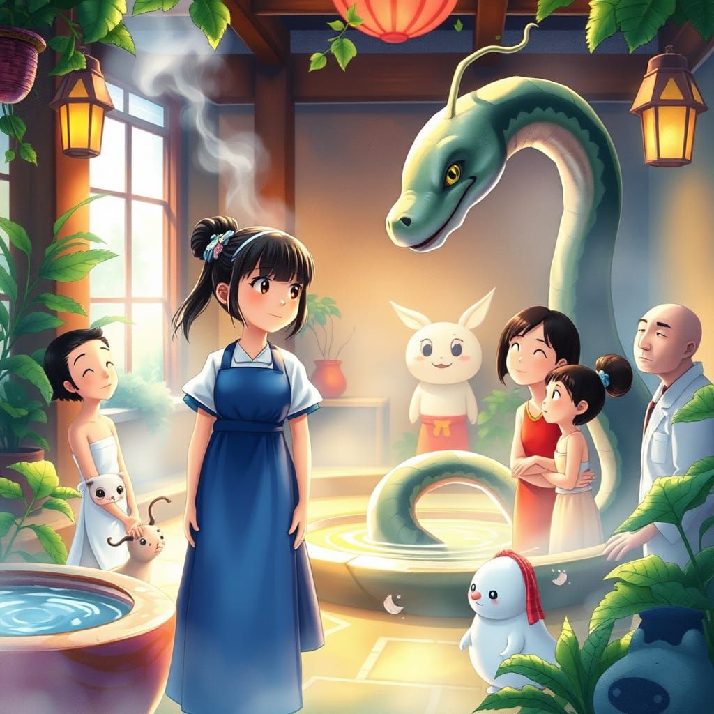 Spirited Away Dreamworld Romance in Vibrant Bathhouse Settin...