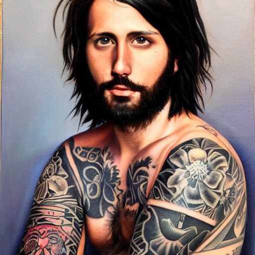 Tattooed Singer: An Oil Painting Portrait