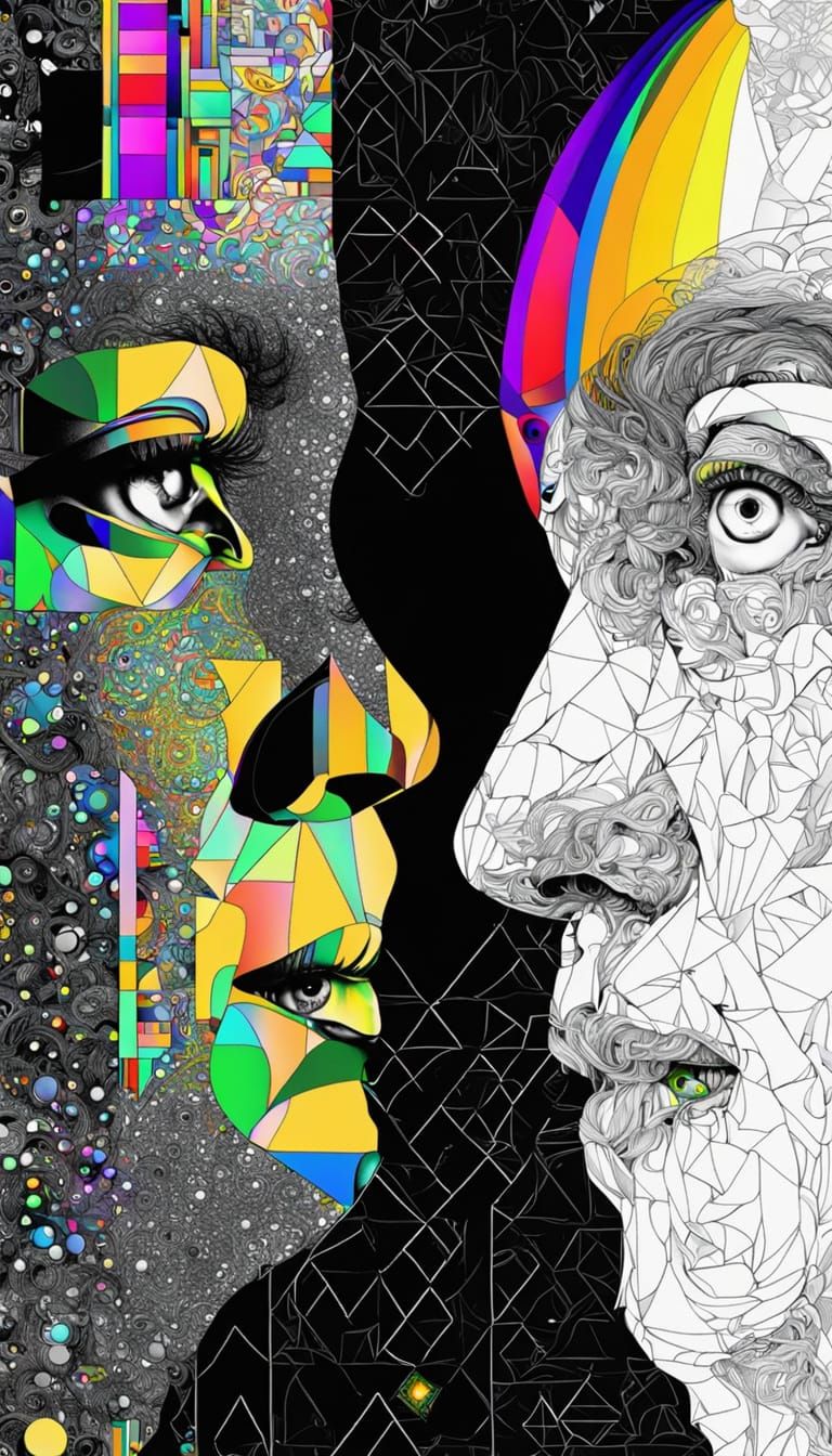 Bohemian Couple in Surreal Cyber Reality