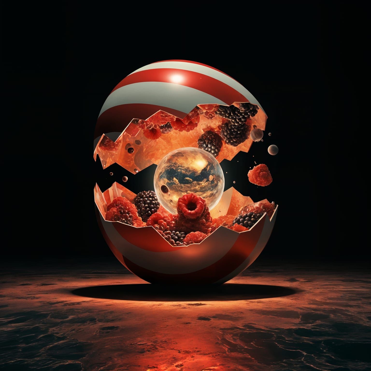 Surreal Egg with Artificial Atmosphere in Maki-e Style