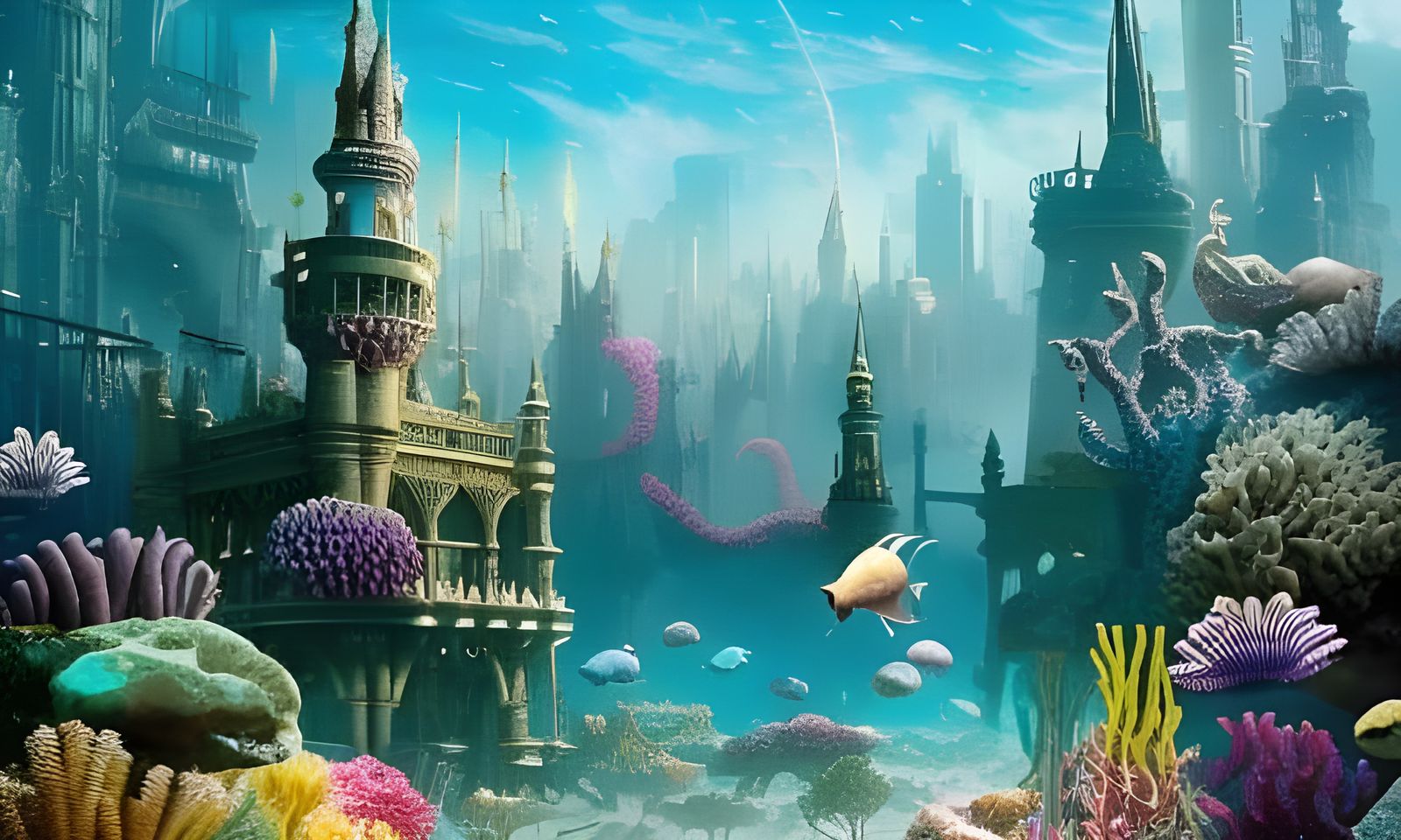 Magical Underwater City: Hyperrealistic Concept Art