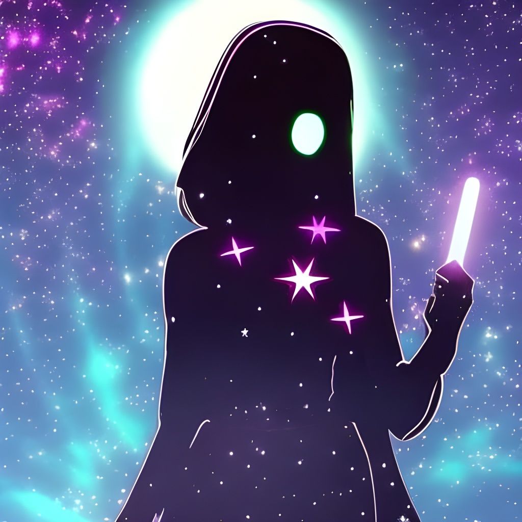 Glowing Goth Girl Alien in Cyberpunk Manga Style