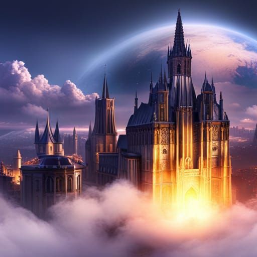 Fantasy City in Clouds: Digital Matte Painting