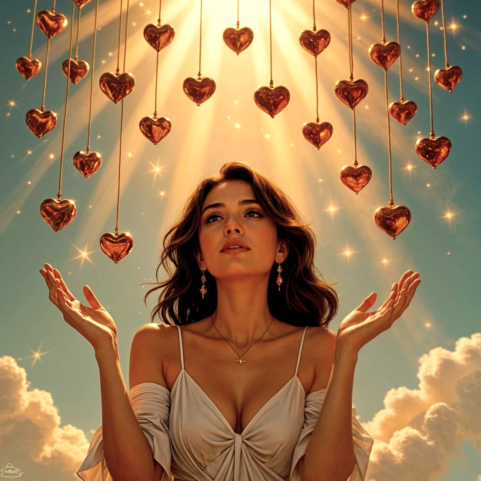 Celestial Love Album Art in Rose Gold and White