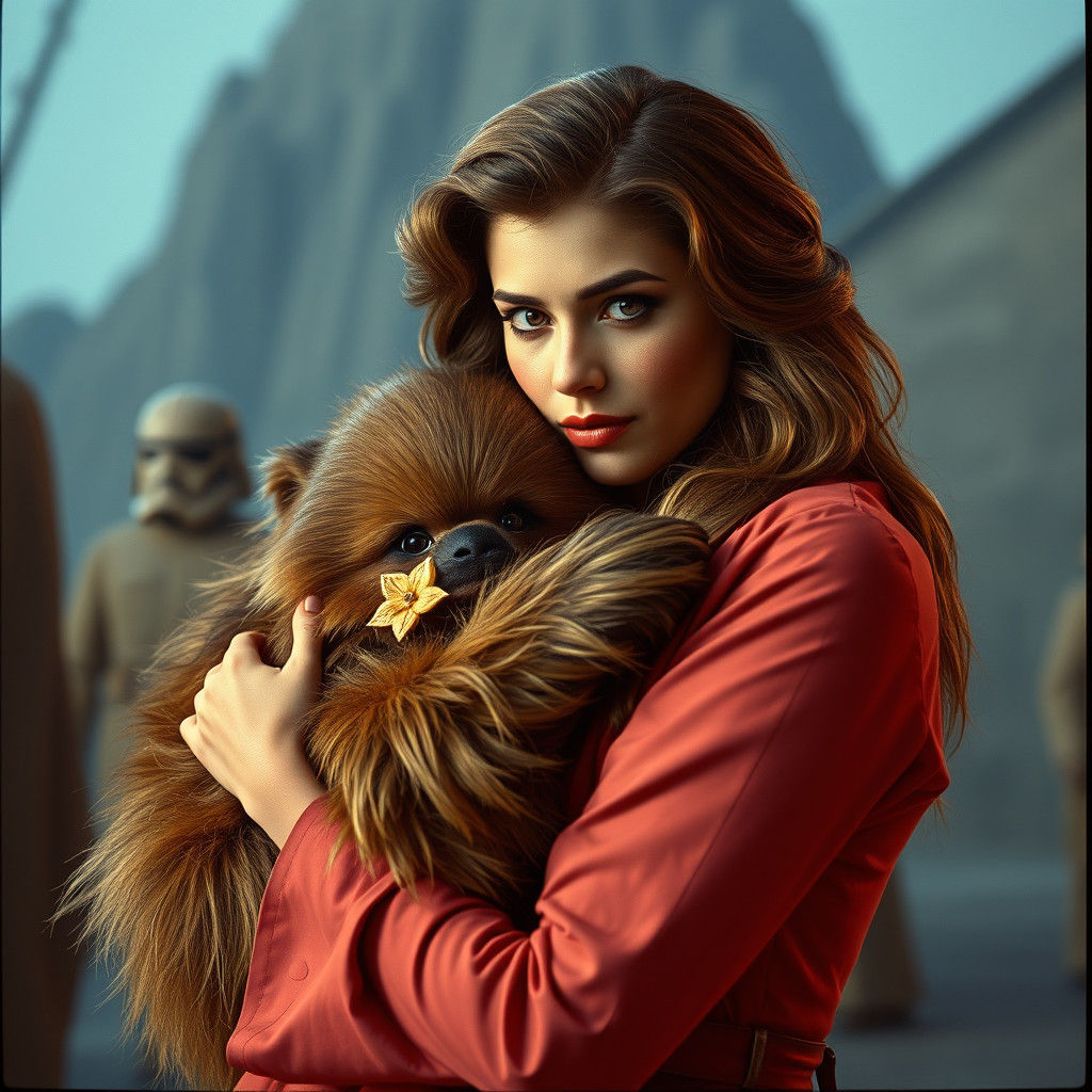 Vintage Star Wars: Woman and Chewbacca in 1950s Style