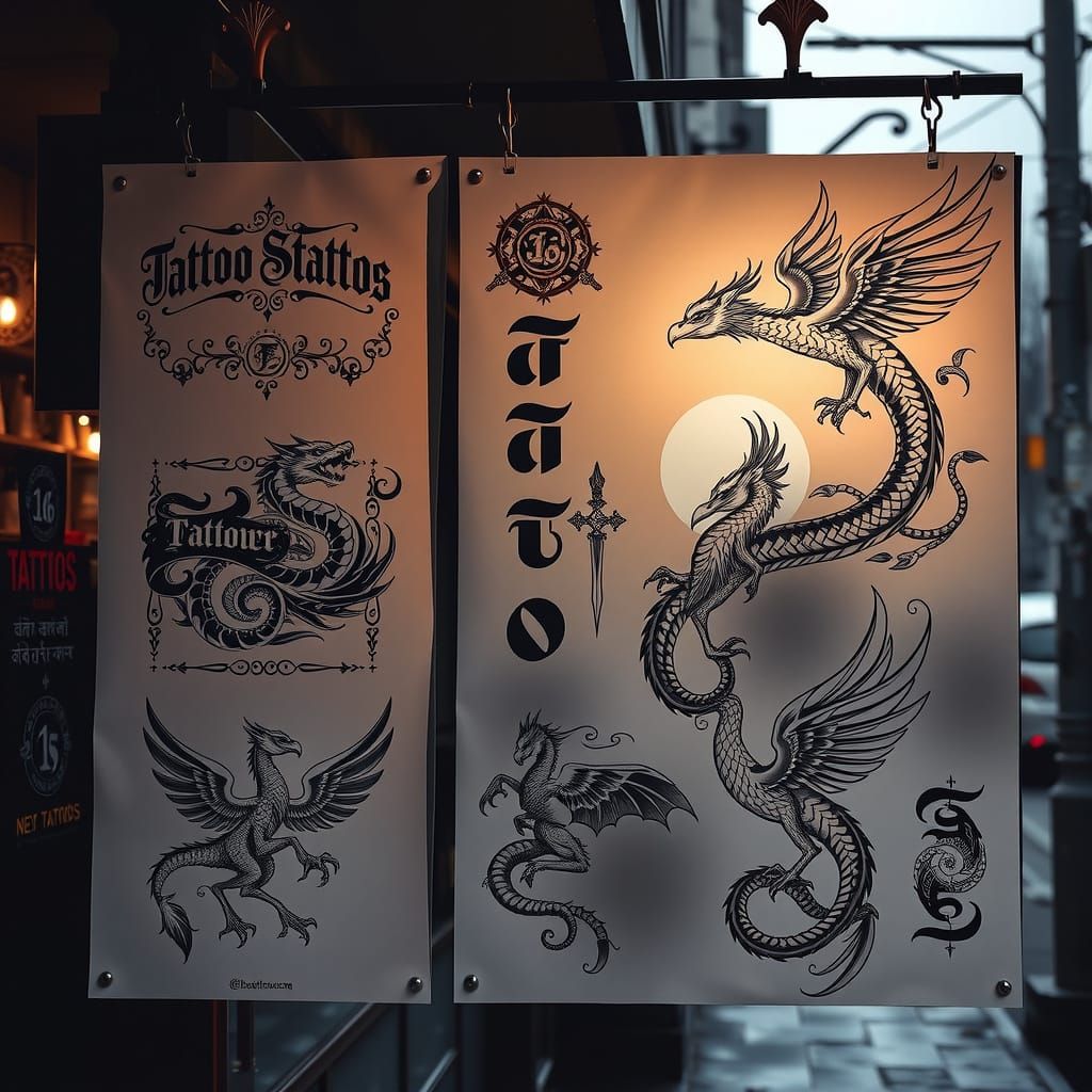 Dragon and phoenix tattoo