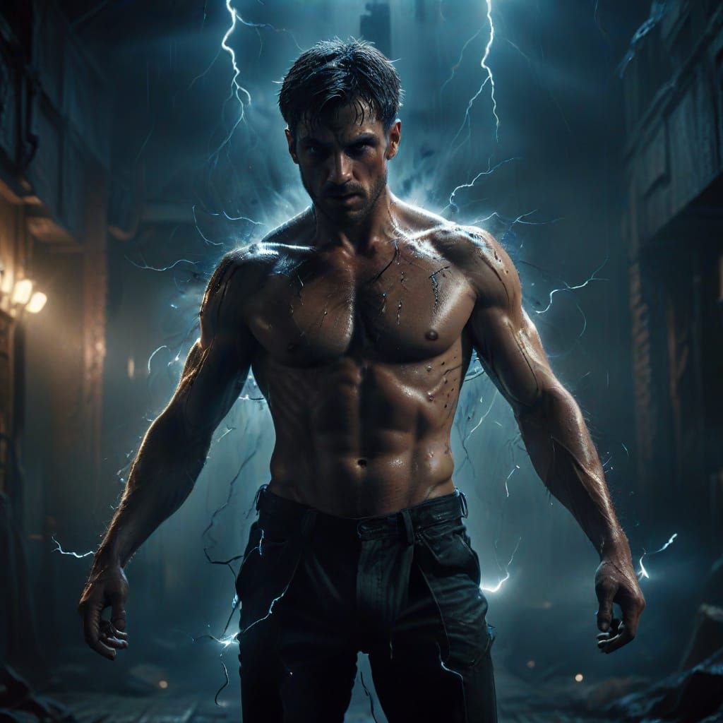 Electrifying Hero in Turbulent Storm