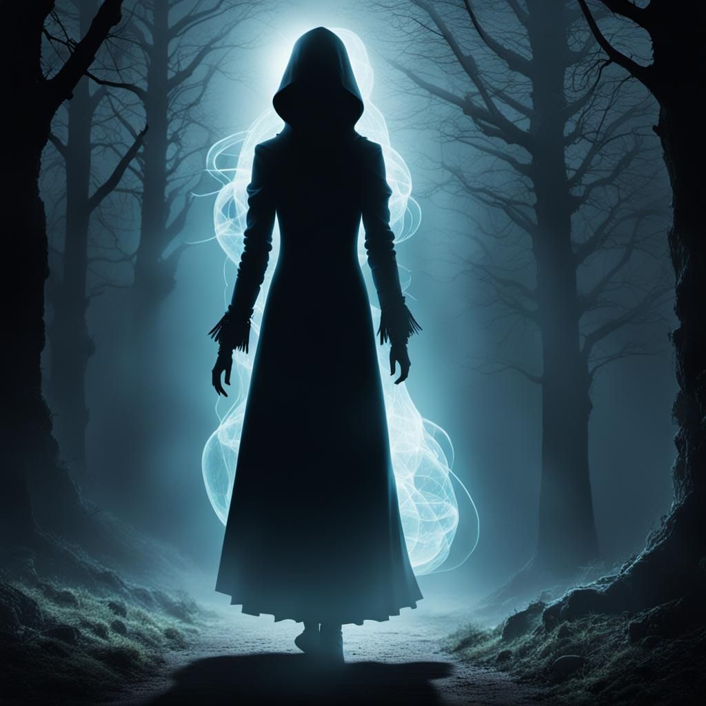 Ethereal Spectral Female Spirit in the Darkness