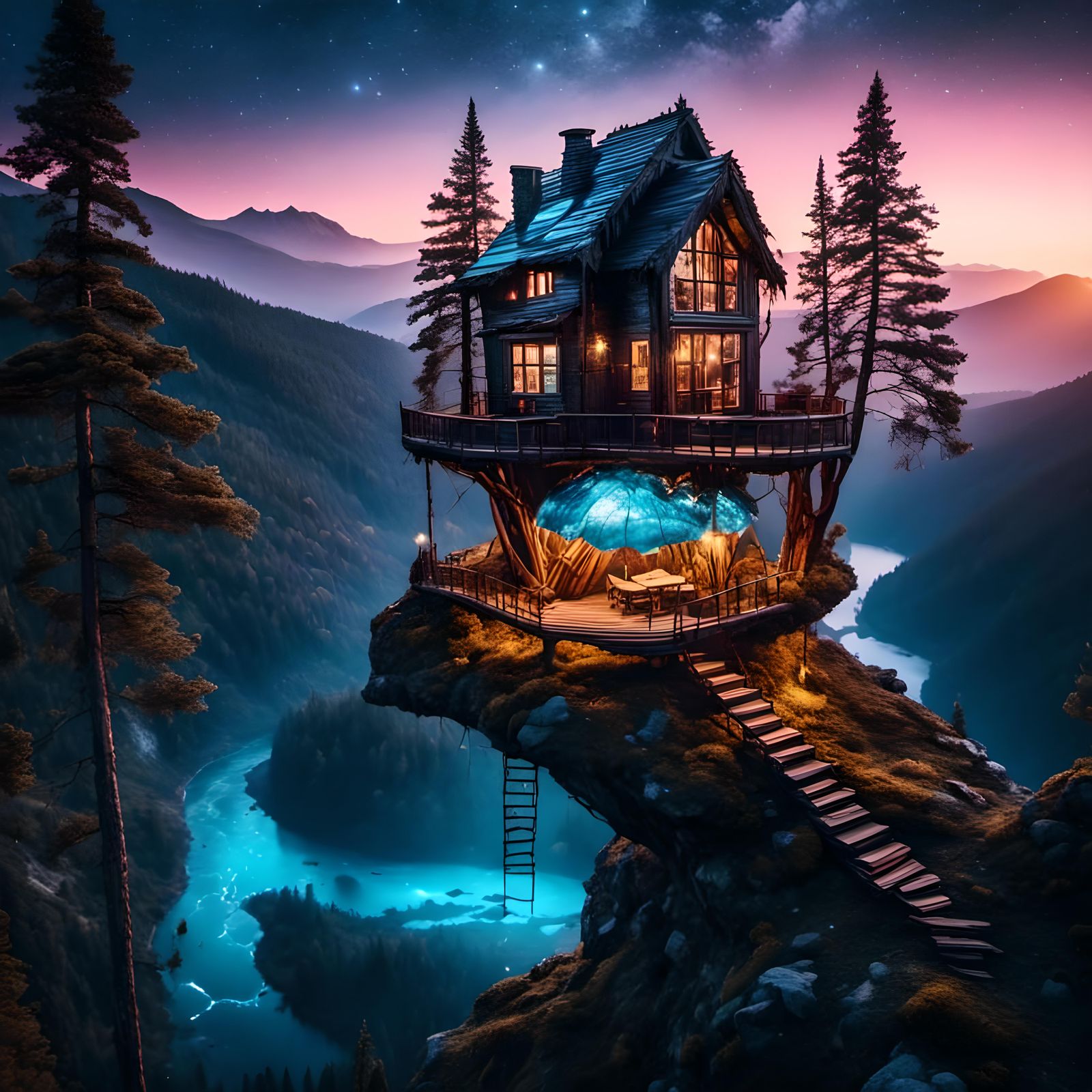 Peaceful Treehouse Overlooking Glimmering River