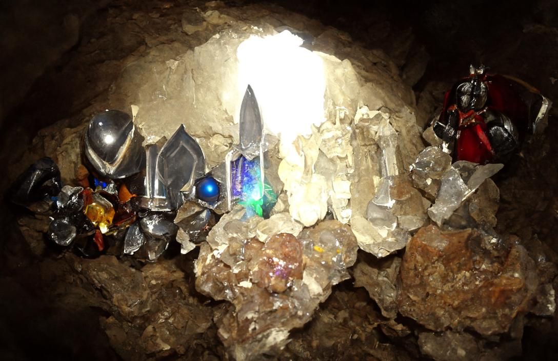 Knight Finds Treasure in Crystalline Cavern