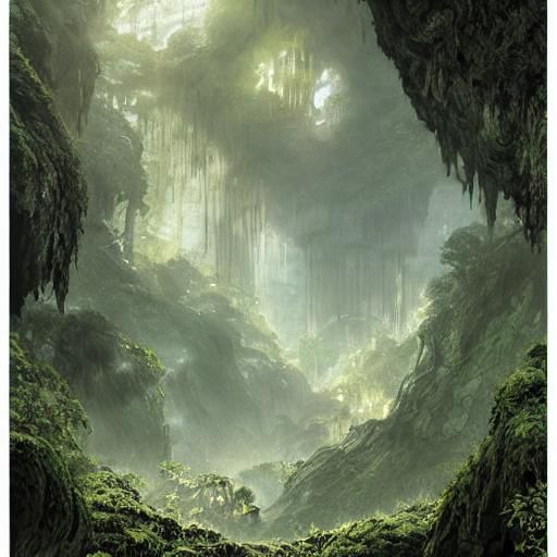 Lush Jungle Ecosystem Inside Deep Cave System