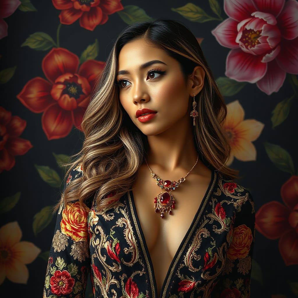 Elegant Timorese Woman with Floral Adornments
