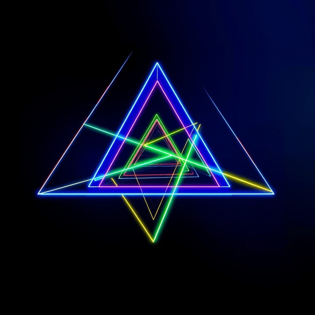 Neon Hyperboloid Triangle in Futuristic Geometric Style