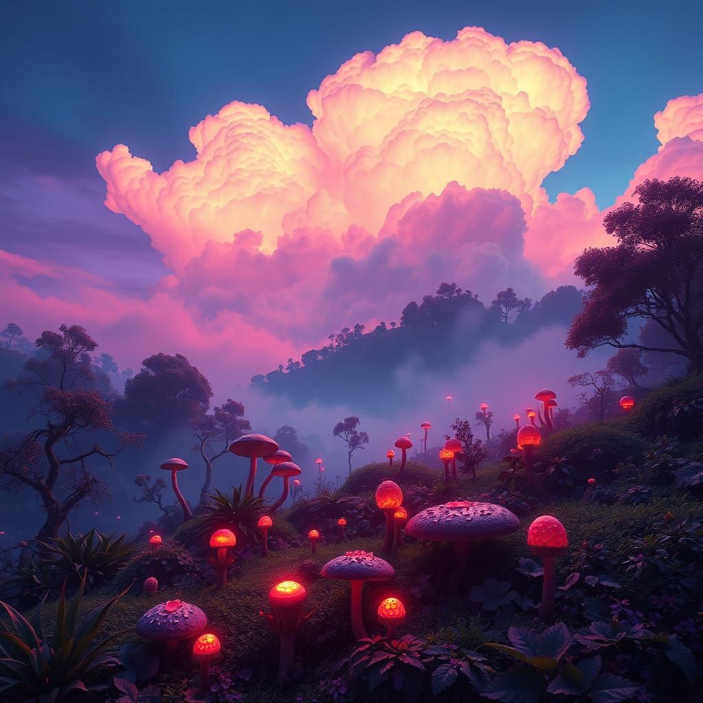 Dreamlike Landscape in Vibrant Colors, Inspired by Unreal En...