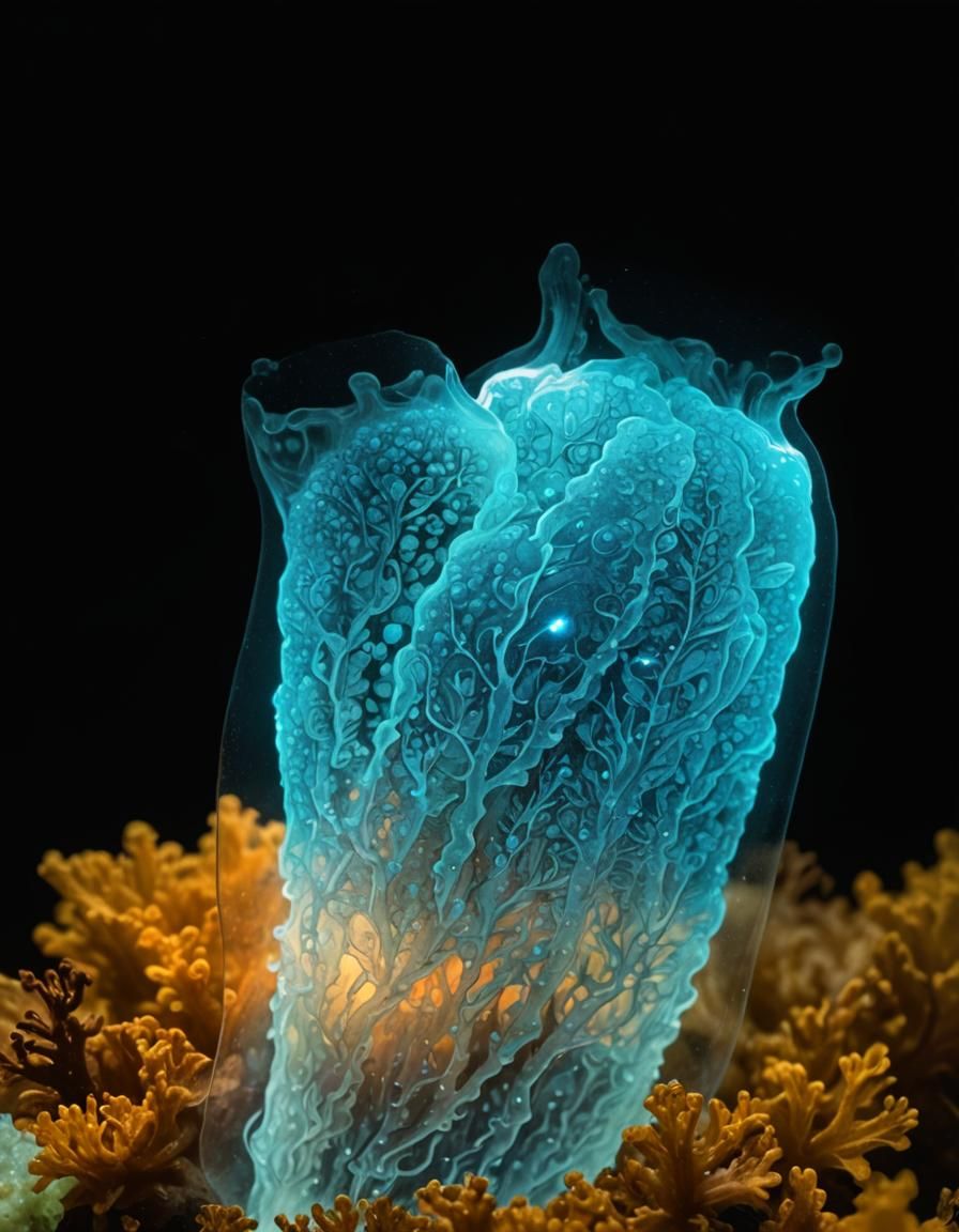 Luminescent Salps in Detailed Ink Art