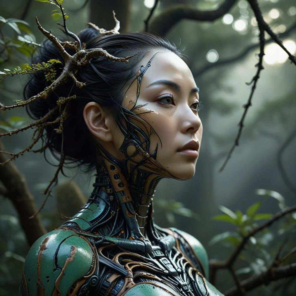 HR Giger Inspired Biomechanical Japanese Woman