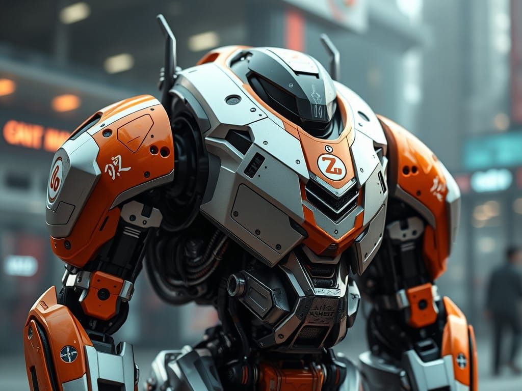 Cyberpunk Future Robot in Futuristic Setting