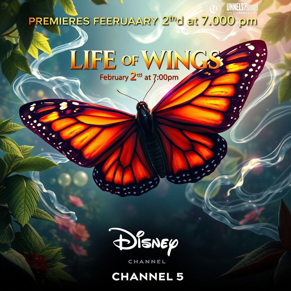 Monarch Butterfly Movie Poster in Fantasy Art Style