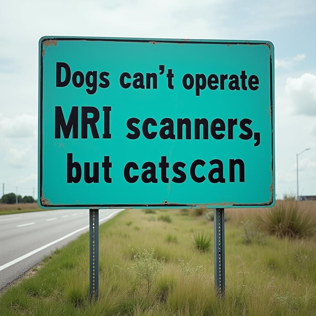 Funny Road Sign: Dogs, MRI Scanners, and Catscans