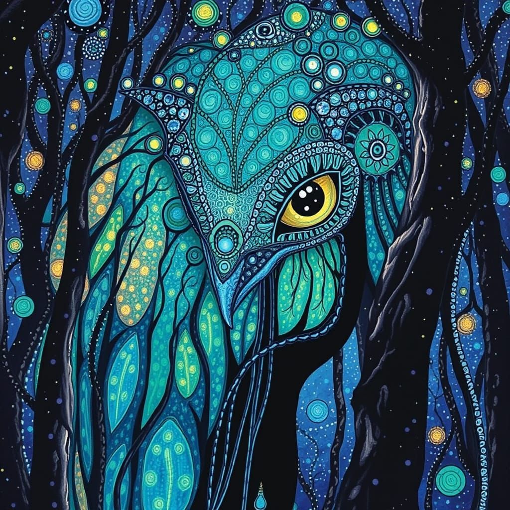 Ethereal Alien Portrait in a Glowing Underground Forest