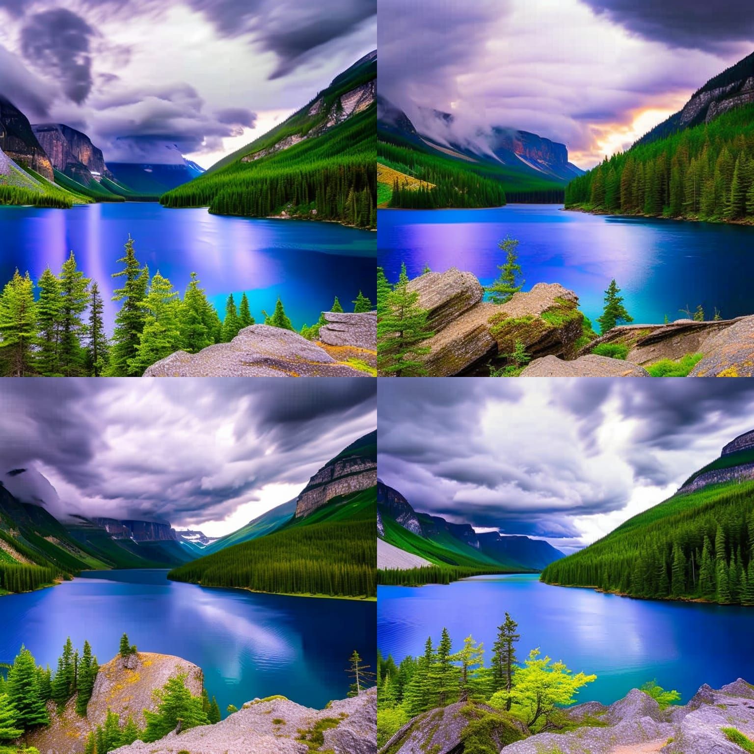 Rocky Mountain Lake Reflecting Stormy Sky
