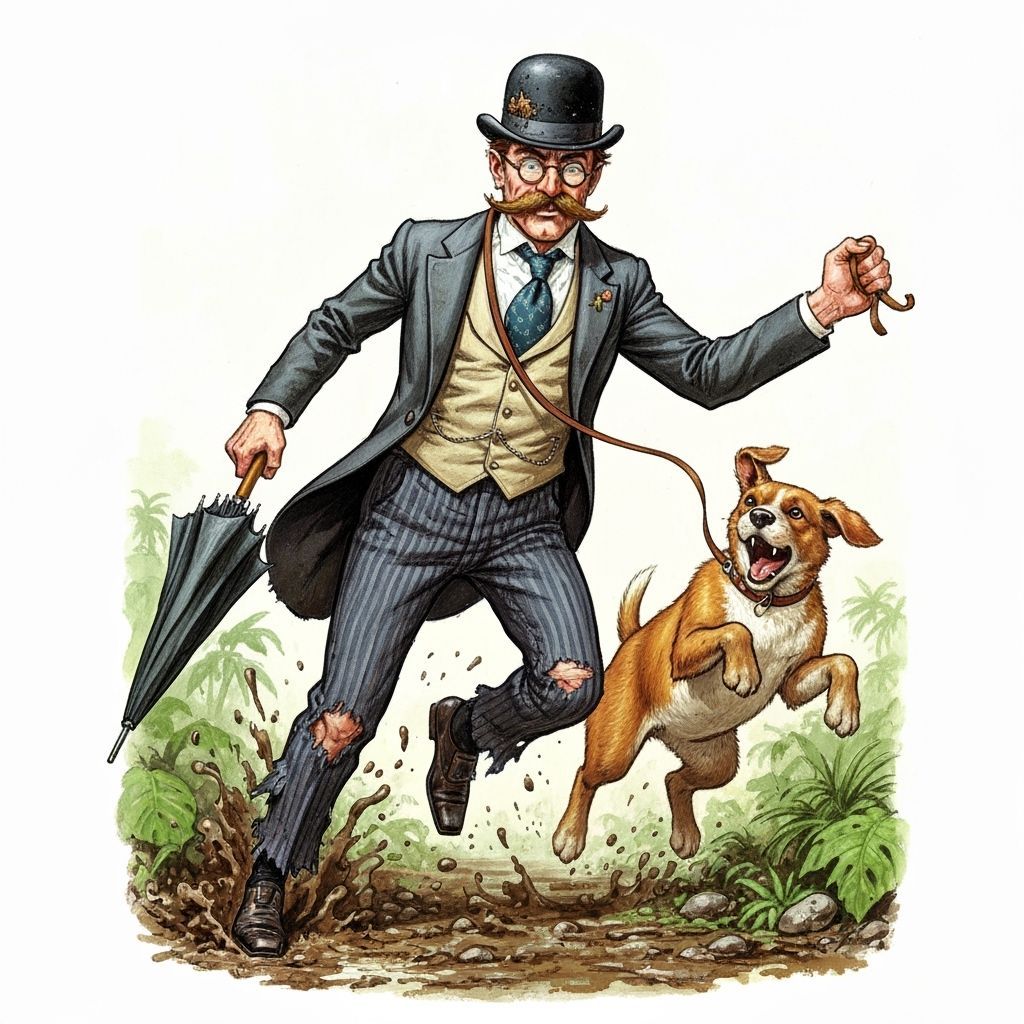 Edwardian Gentleman's Jungle Adventure: Classic Comic Style