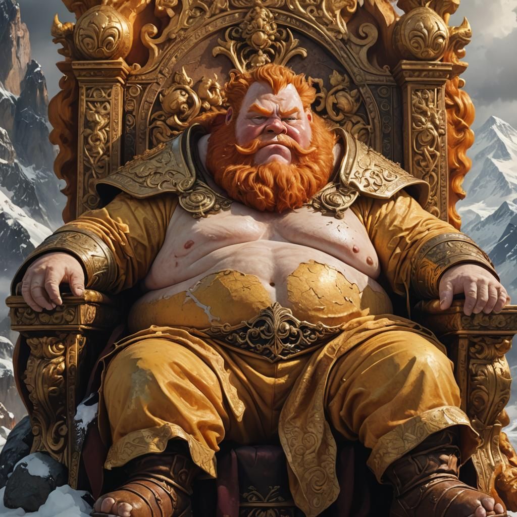 Extremely Fat Ginger Man on Throne, Digital Art