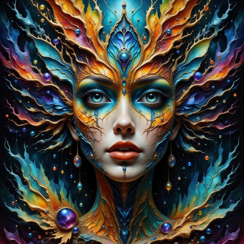 Hyperrealistic Surreal Painting with Textured Flux and Moody...