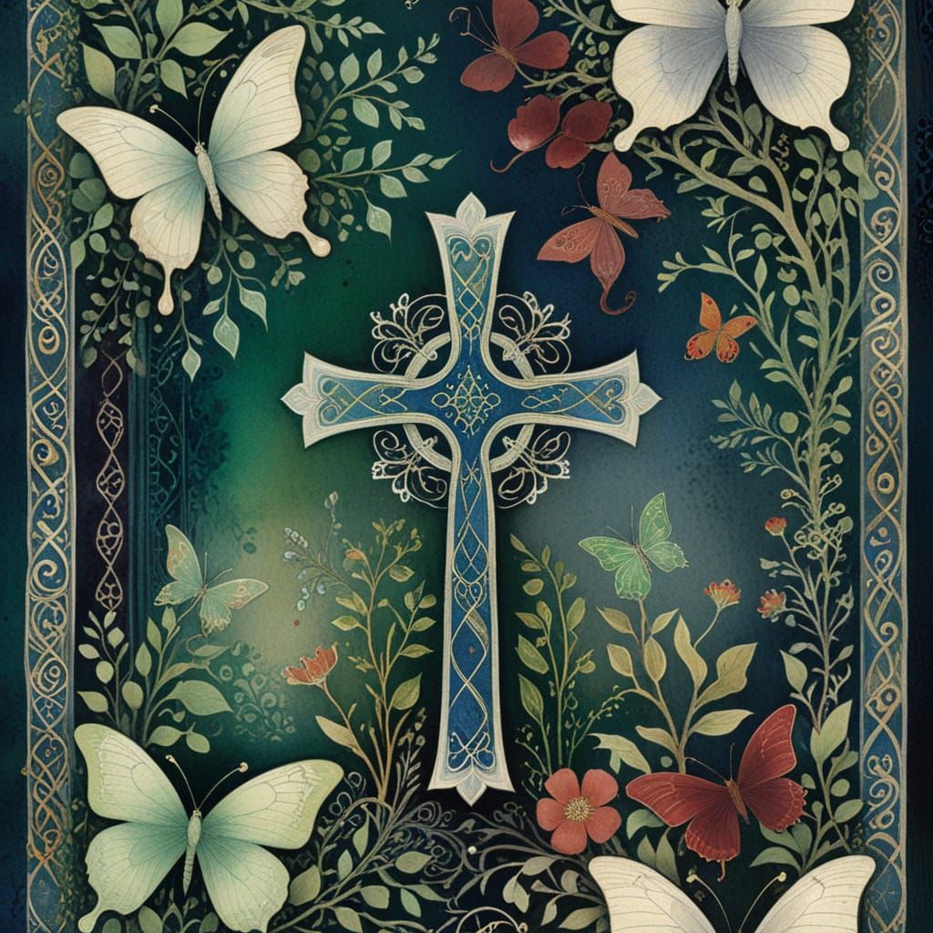 Ethereal Celtic Tapestry in Rich, Muted Colors