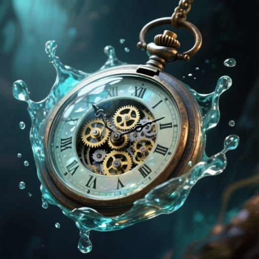 Antique Pocket Watch Rendered in Liquid Water
