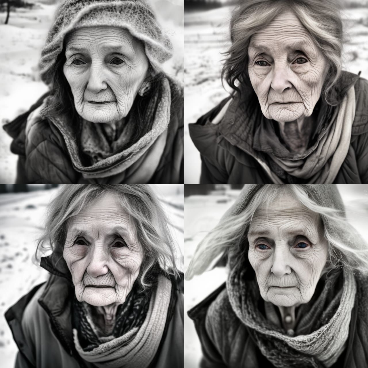 Elderly Woman Dancing in Snowy Ethereal Fantasy