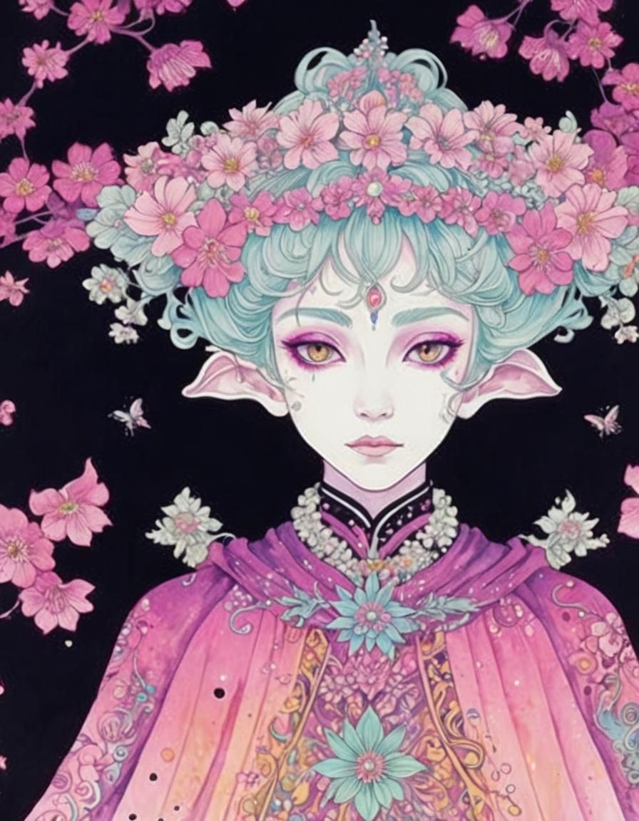 Psychedelic Ink Art: Monster Fairy in Tribal Tattoo Style