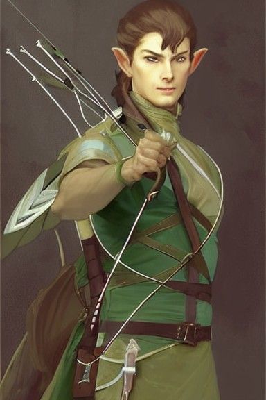 Elven Prince Archer in Digital Painting Style