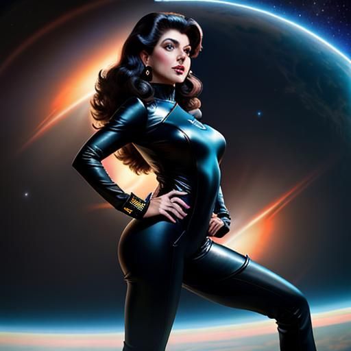 Deanna Troi as Retro Sci-Fi Pinup in Catsuit