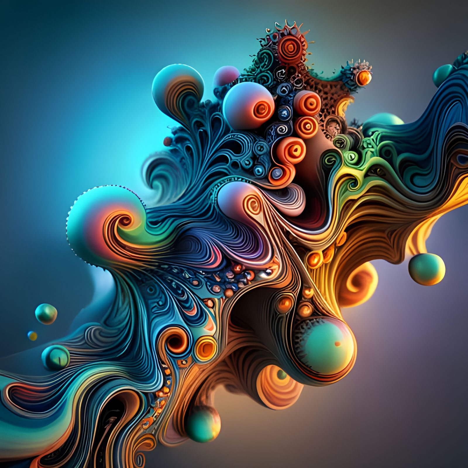 Iridescent 3D Fractals Sculpture Rendered in Octane