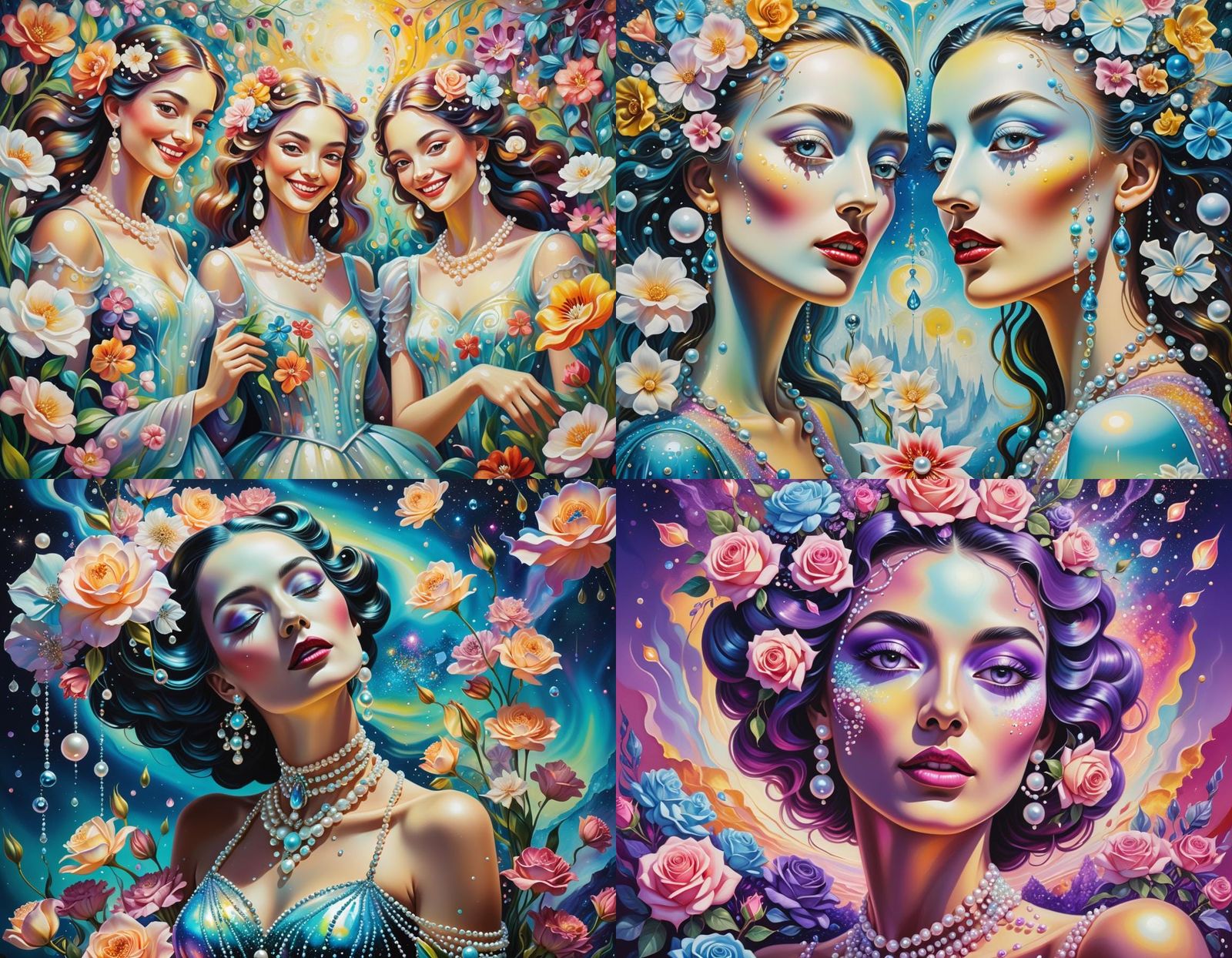 Astral Love: Holographic Cosmic Surrealism in Mixed Media