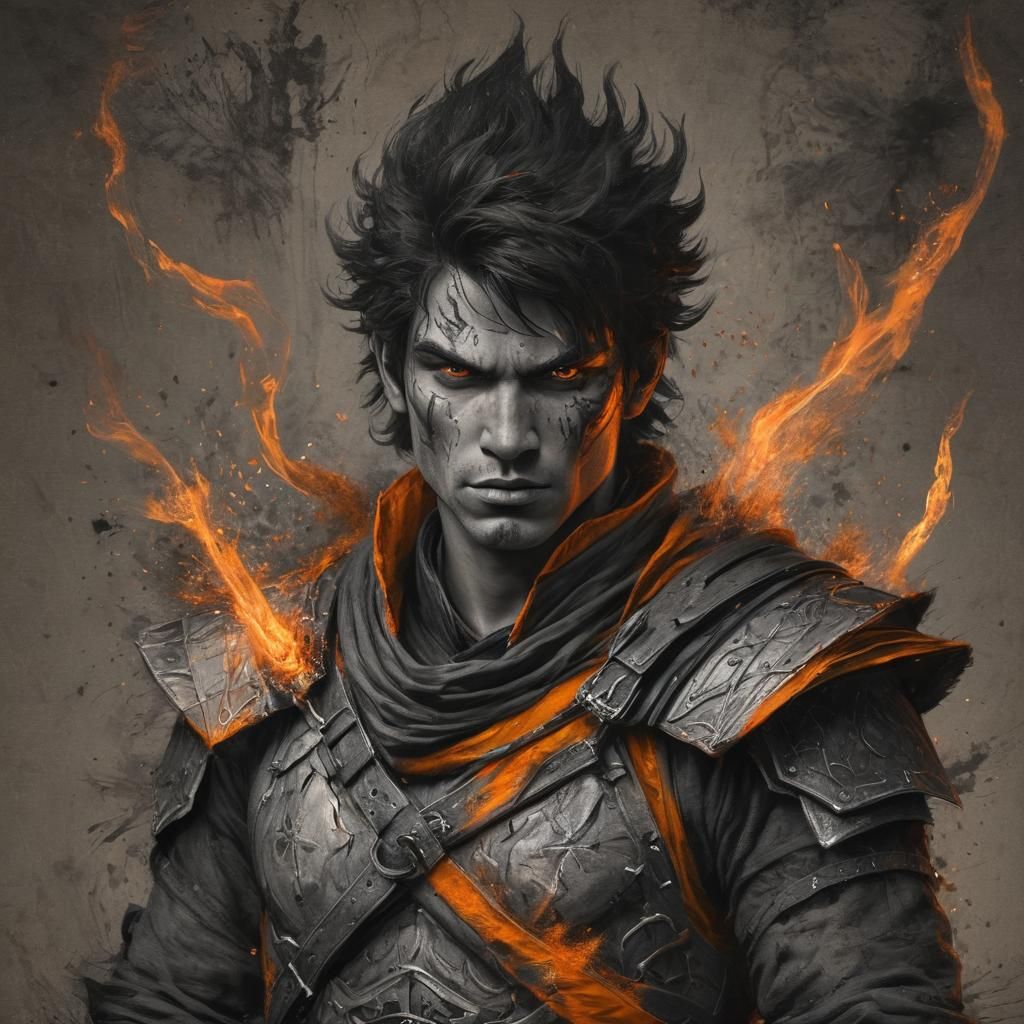 Young Fire Genasi Wizard Erupts in Charcoal Glory