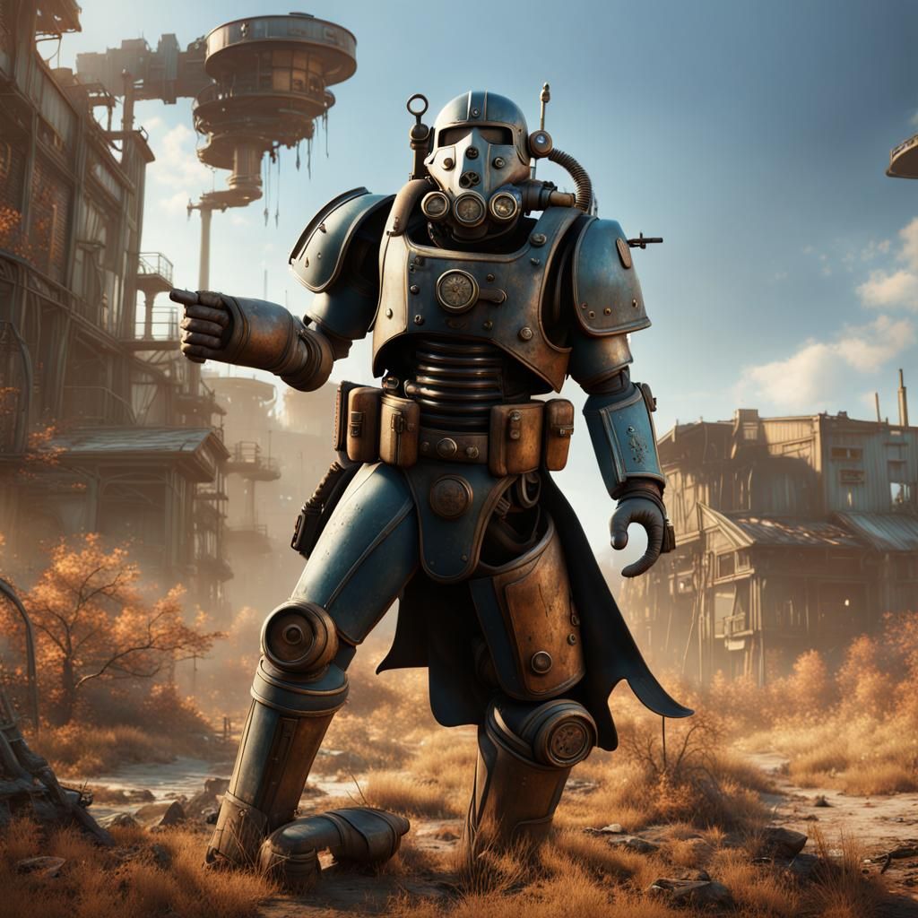 Wasteland Soldier in Power Armor: Detailed Matte Painting