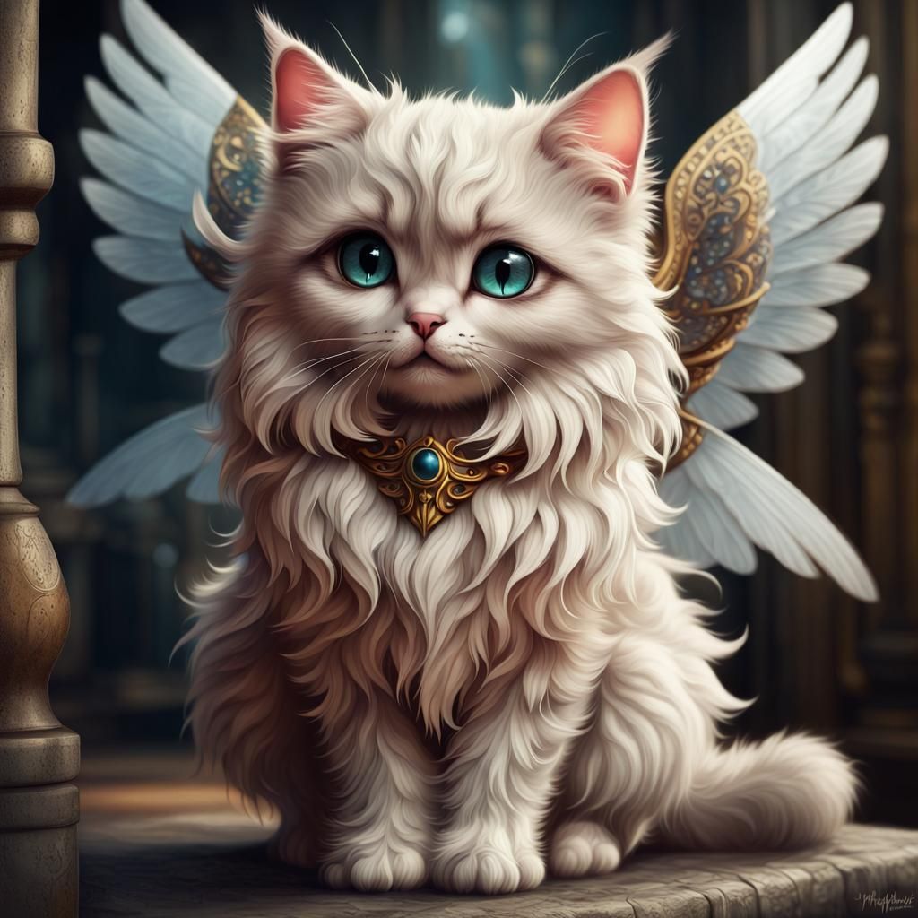 Winged Kitten Fantasy Art: Adorable and Detailed
