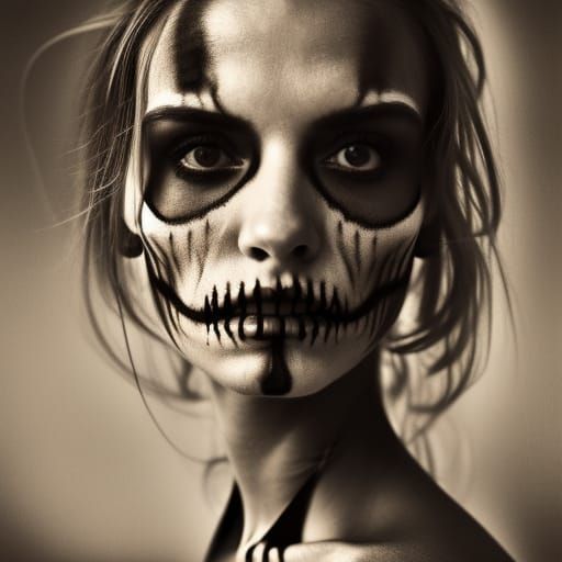 Undead Skeleton Supermodel in Swimsuit: Studio Photography
