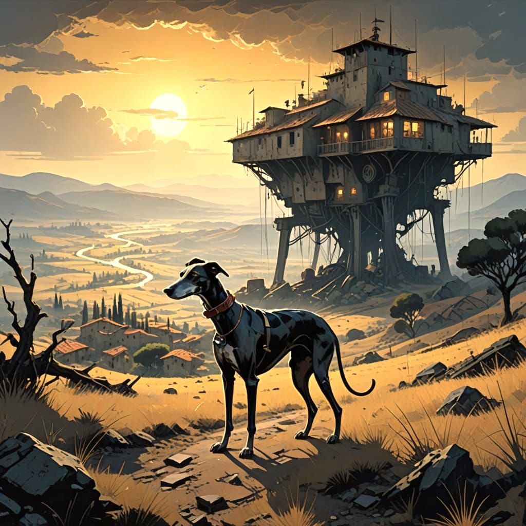 Epic Cinematic Galgo Español in Maximalist Digital Art