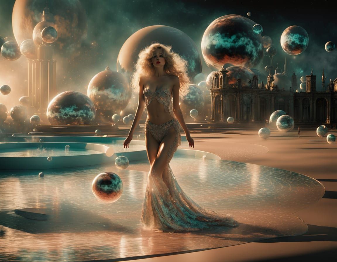 Tommy Danger and Ms Zing are falling into infinite curved space curved inside itself reflects all light cosmic epic mast...