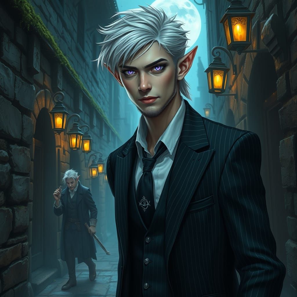 Ethereal Elf in Mystic Alleyway