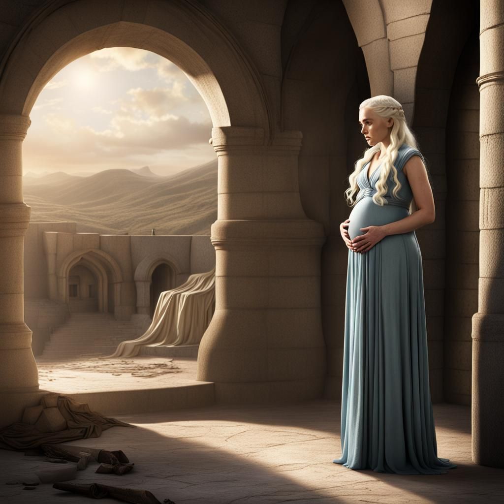 Pregnant Daenerys Targaryen Detailed Matte Painting
