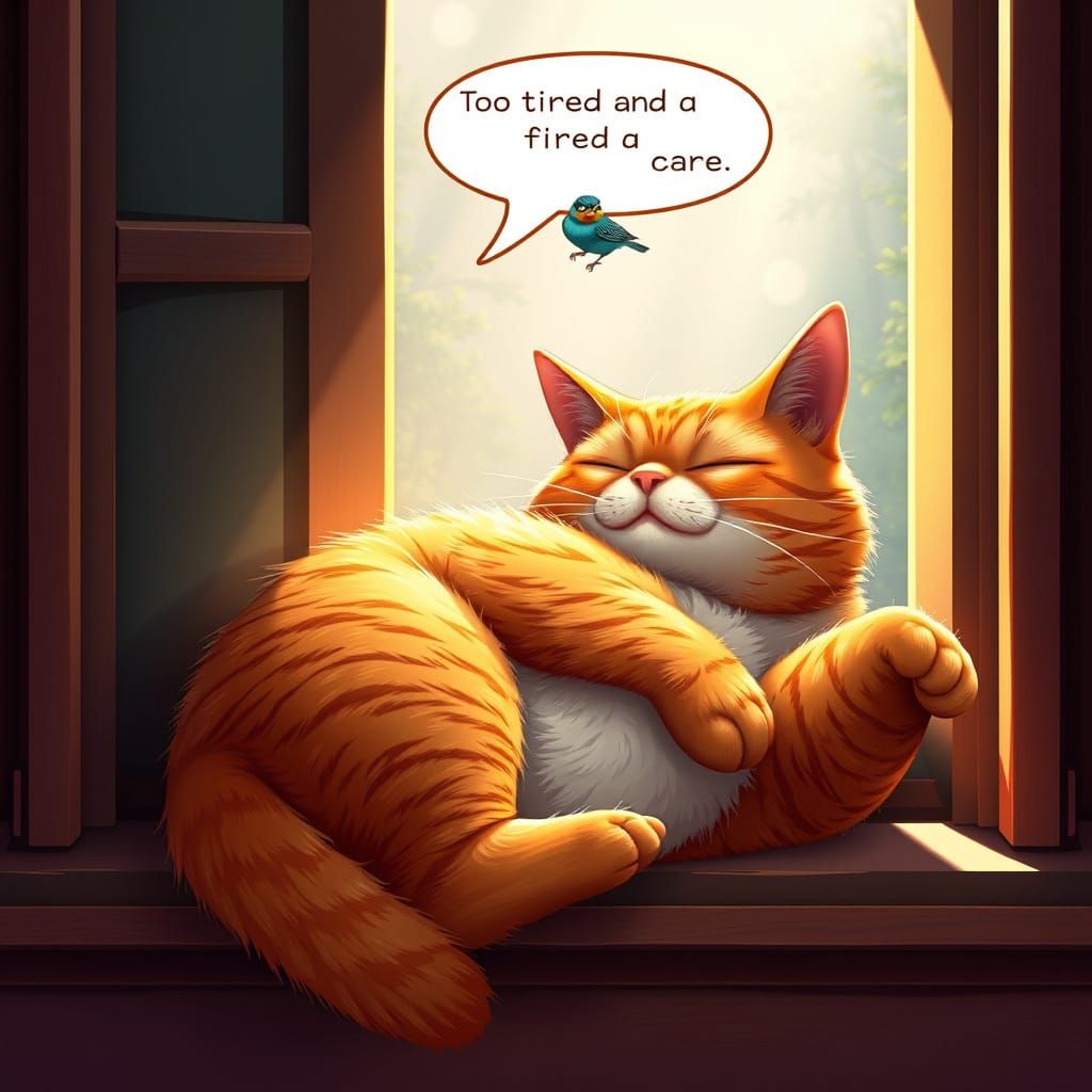 Vibrant Tabby Cat Basks in Sunlit Windowsill Wonderland