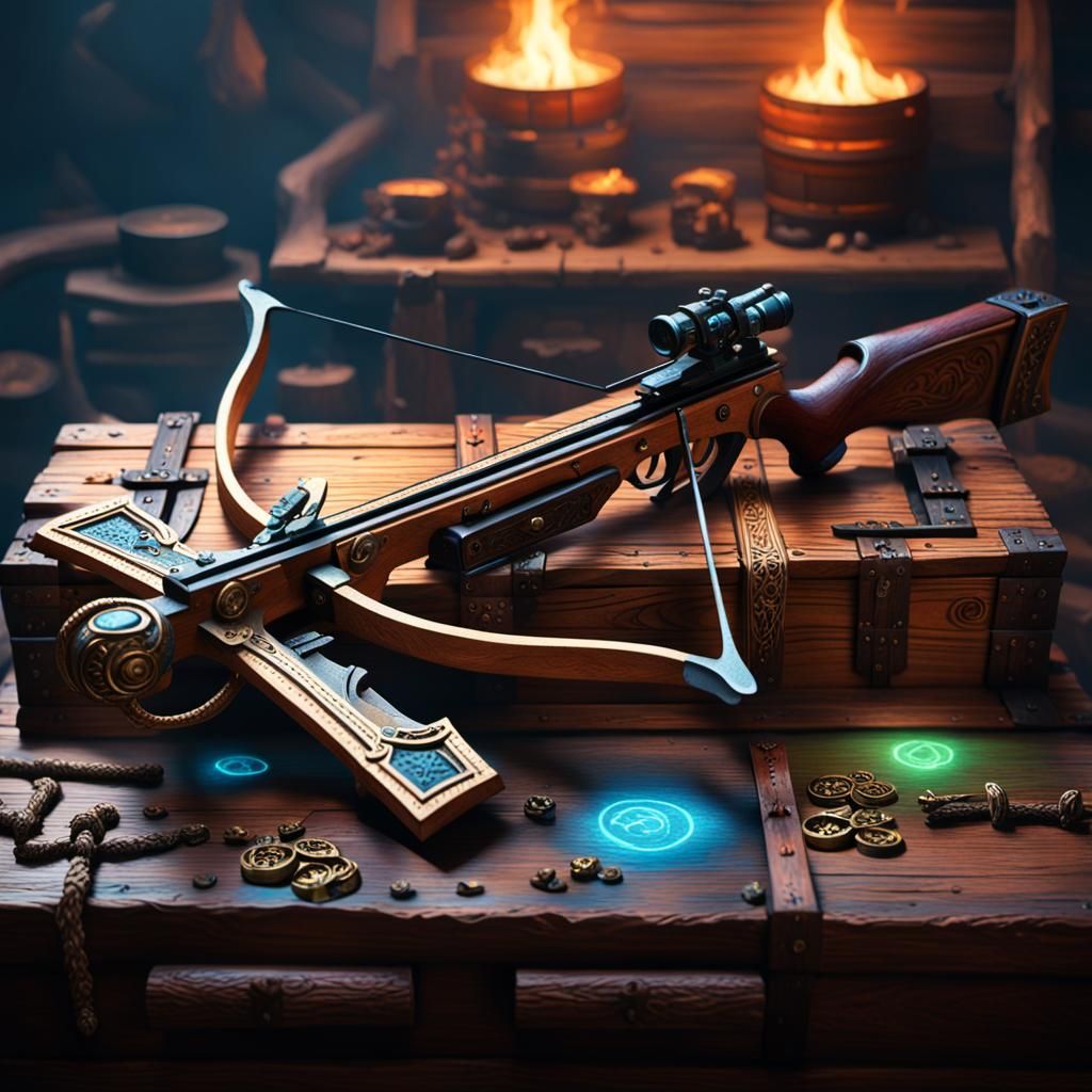 Intricately Crafted Arbalète with Glowing Runes