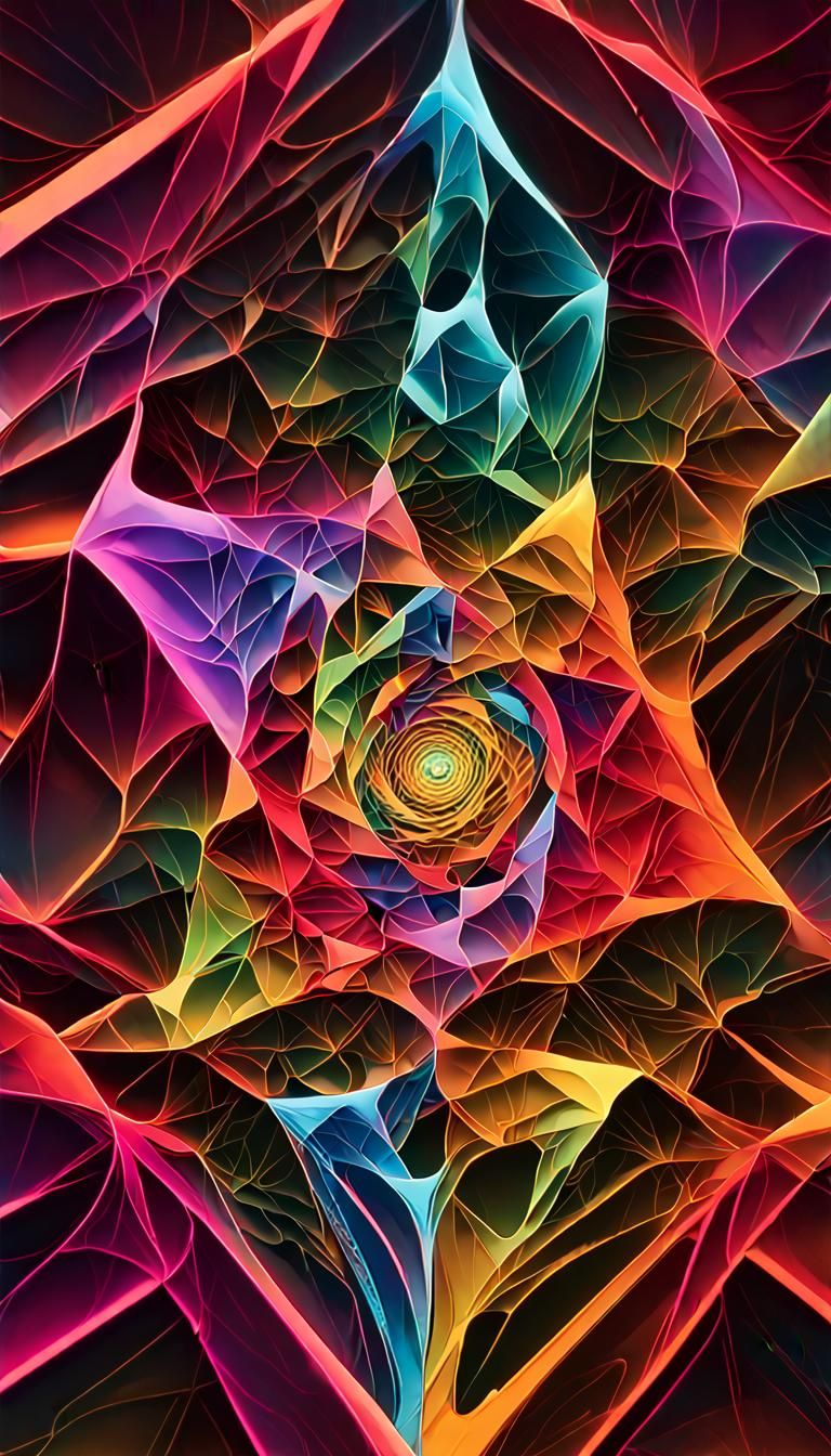 Neon Fractal Manifold Planar Projection in 3D