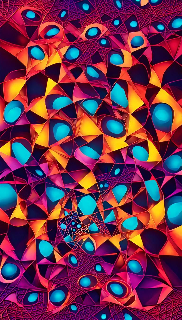 Neon Fractal Manifold Planar Projection in 3D