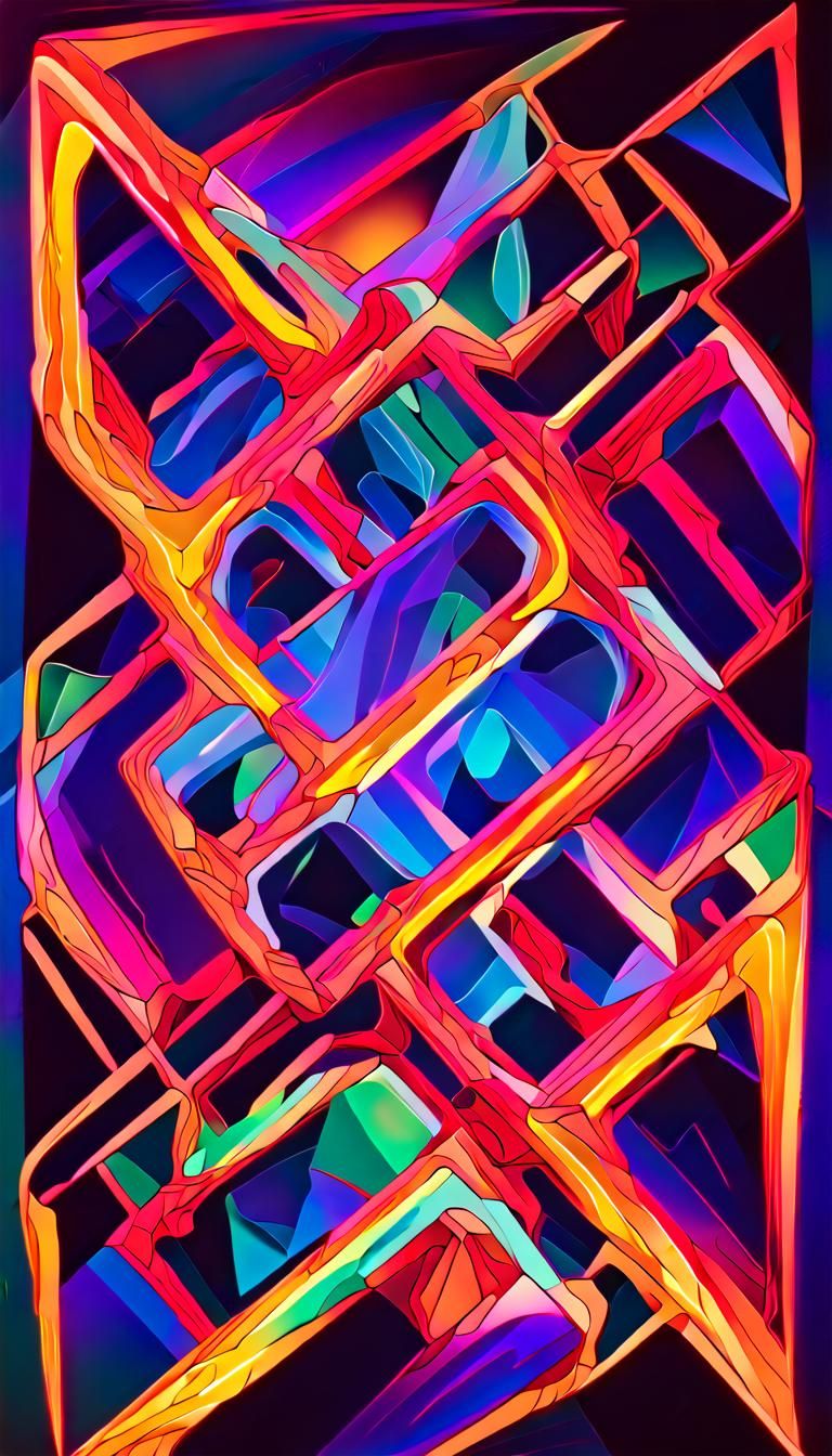 Neon Fractal Manifold Projections in Geometric 3D Art