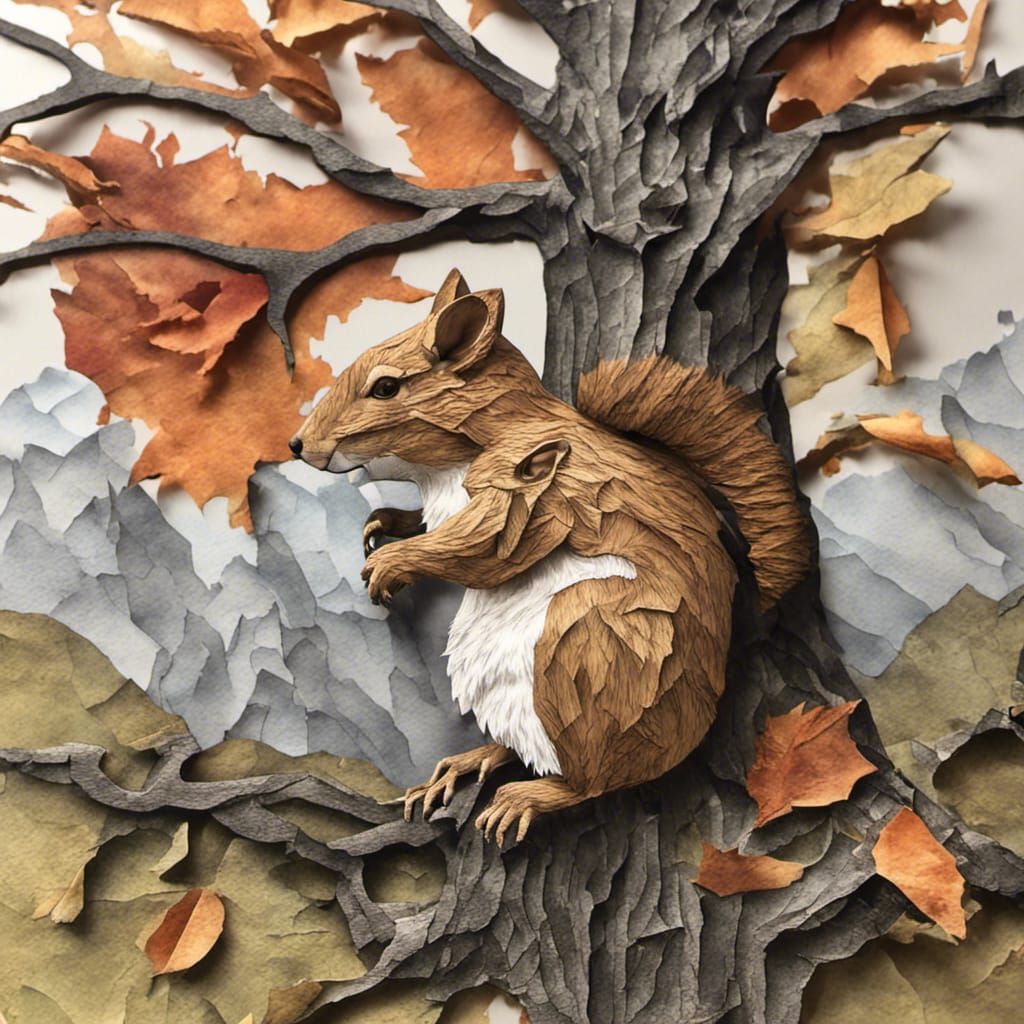 Yggdrasil: A 3D Torn Paper Collage